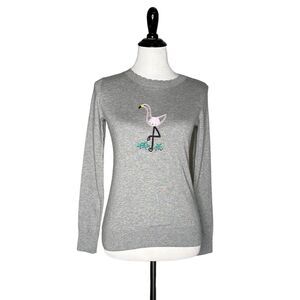 Banana Republic Embroidered Flamingo Thin Sweater Size XS‎ Layering Preppy NEW
